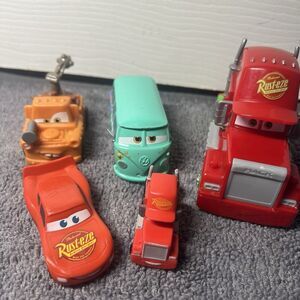 Disney Pixar Cars Toy Lot - Mack Hauler, Lightning McQueen, Mater & Fillmore